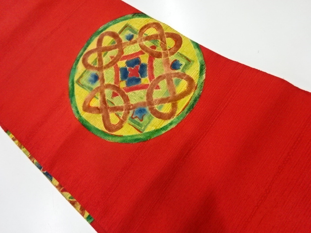 リサイクル　丸文に抽象花模様名古屋帯